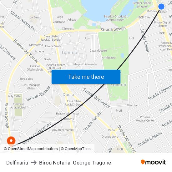 Delfinariu to Birou Notarial George Tragone map