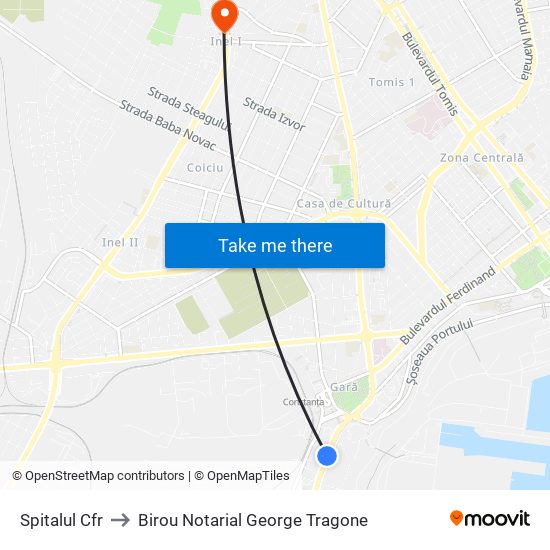 Spitalul Cfr to Birou Notarial George Tragone map