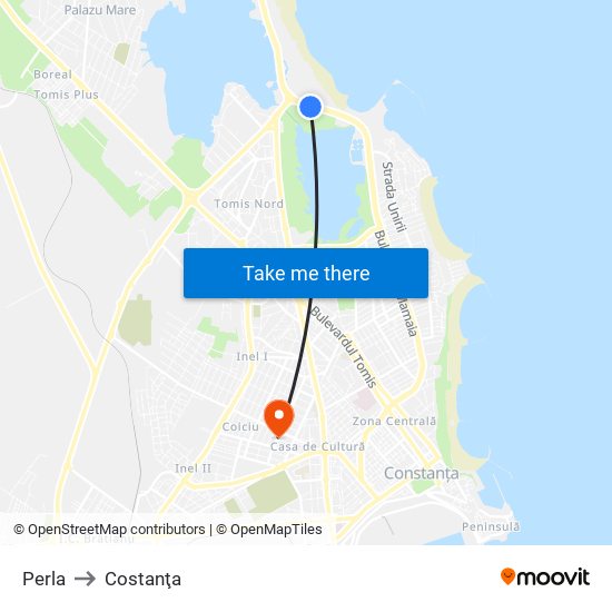 Perla to Costanţa map