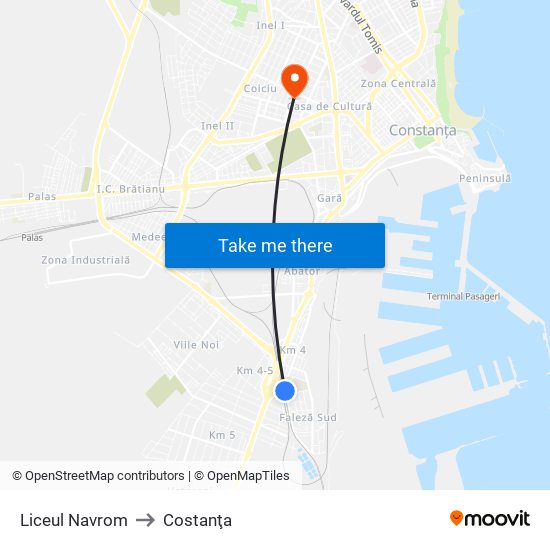Liceul Navrom to Costanţa map