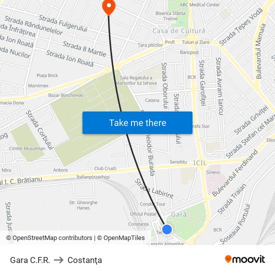 Gara C.F.R. to Costanţa map