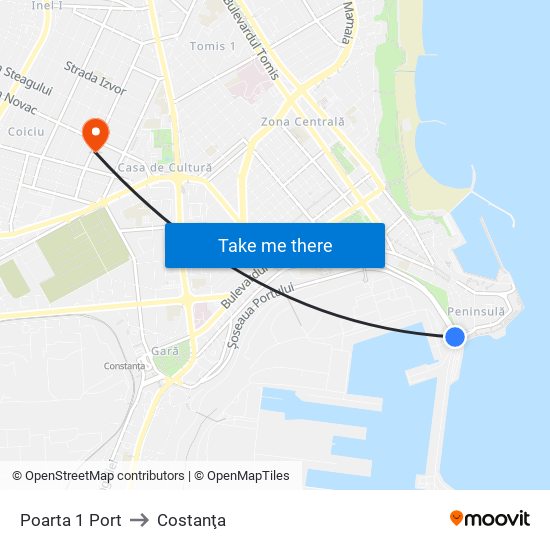 Poarta 1 Port to Costanţa map
