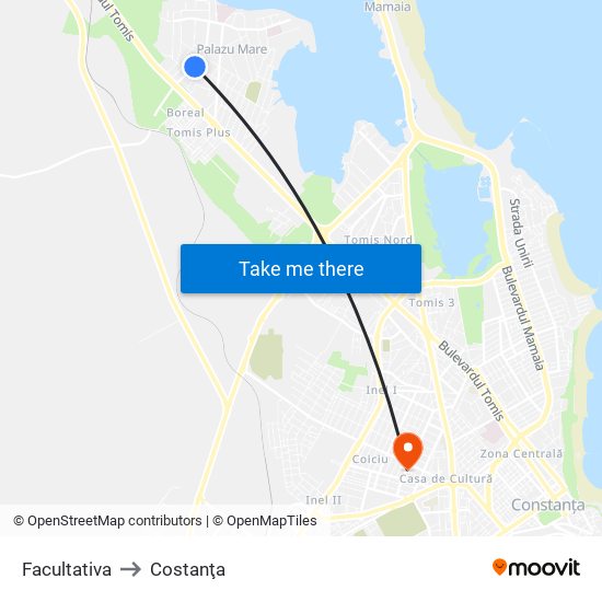 Facultativa to Costanţa map