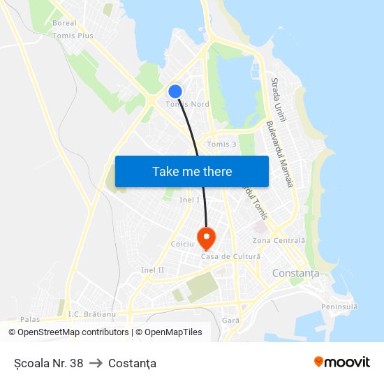 Școala Nr. 38 to Costanţa map