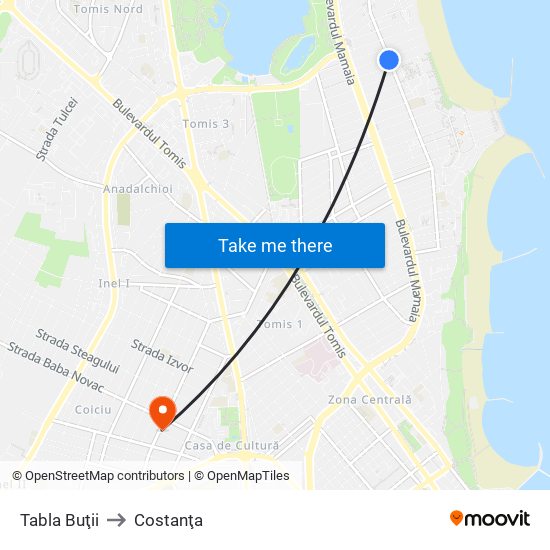Tabla Buţii to Costanţa map