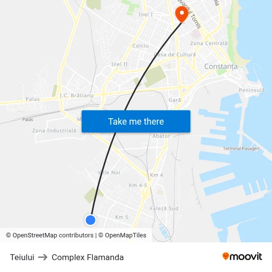 Teiului to Complex Flamanda map
