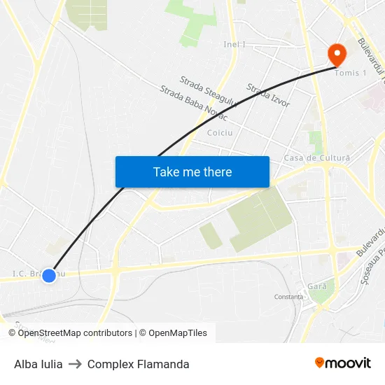 Alba Iulia to Complex Flamanda map
