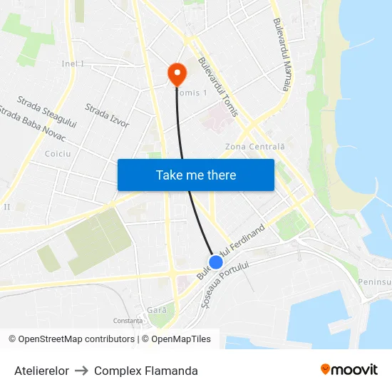 Atelierelor to Complex Flamanda map