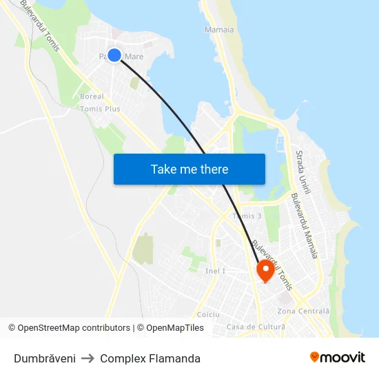 Dumbrăveni to Complex Flamanda map