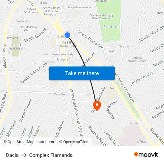 Dacia to Complex Flamanda map