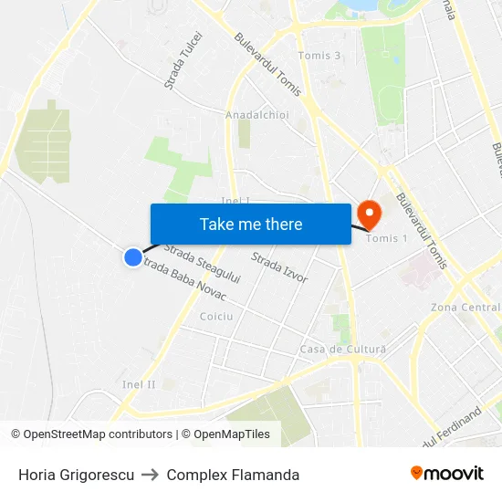 Horia Grigorescu to Complex Flamanda map