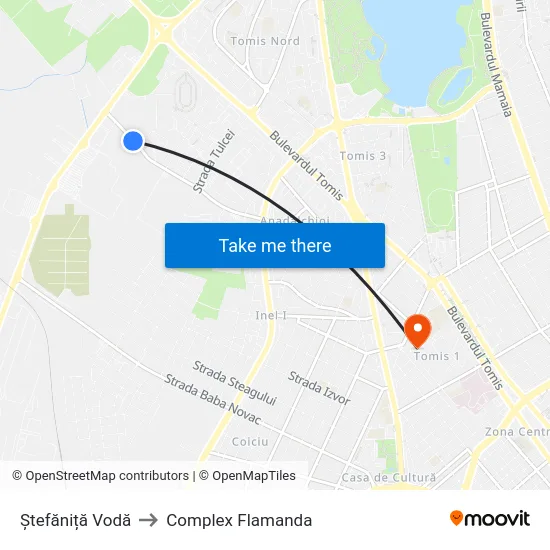 Ștefăniță Vodă to Complex Flamanda map