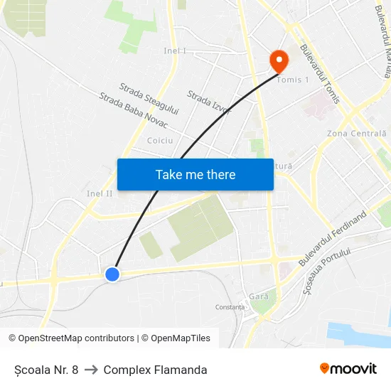 Școala Nr. 8 to Complex Flamanda map