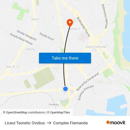 Liceul Teoretic Ovidius to Complex Flamanda map