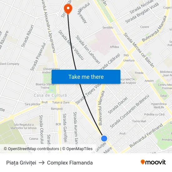 Piața Griviței to Complex Flamanda map