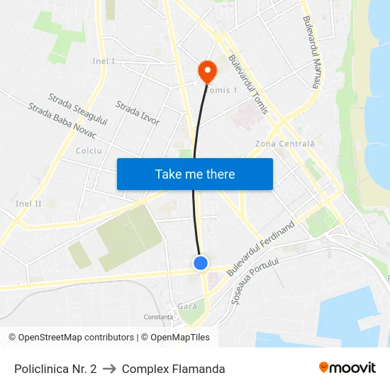 Policlinica Nr. 2 to Complex Flamanda map