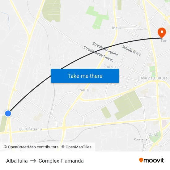 Alba Iulia to Complex Flamanda map
