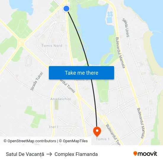 Satul De Vacanță to Complex Flamanda map