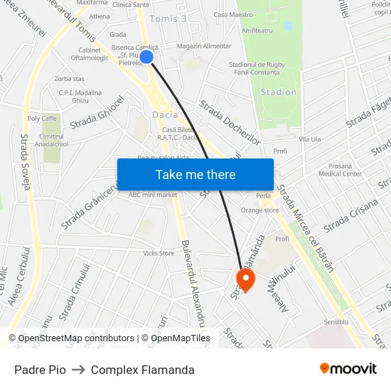 Padre Pio to Complex Flamanda map