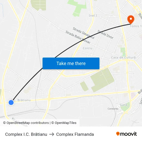 Complex I.C. Brătianu to Complex Flamanda map