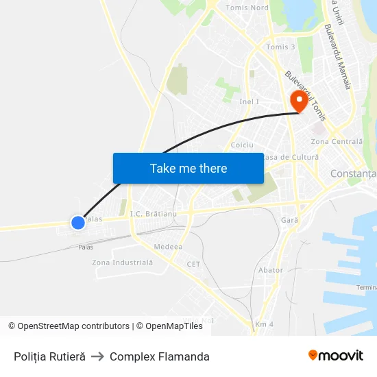 Poliția Rutieră to Complex Flamanda map