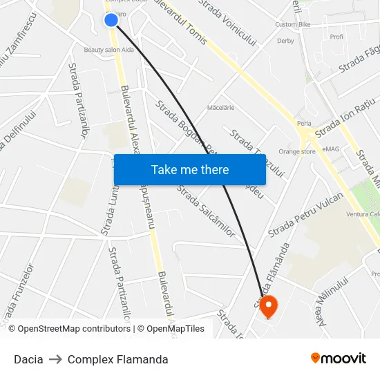 Dacia to Complex Flamanda map