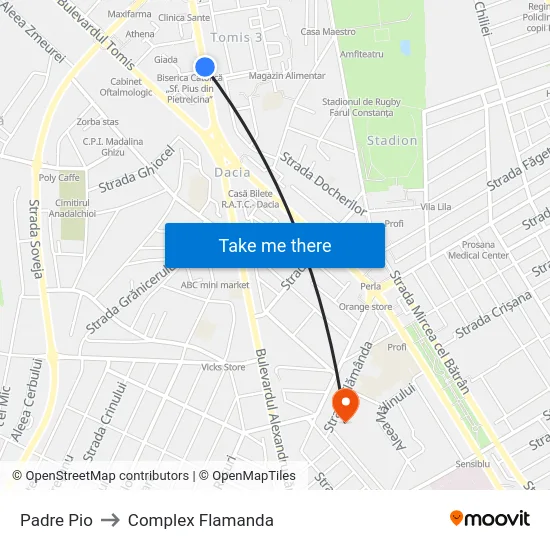 Padre Pio to Complex Flamanda map