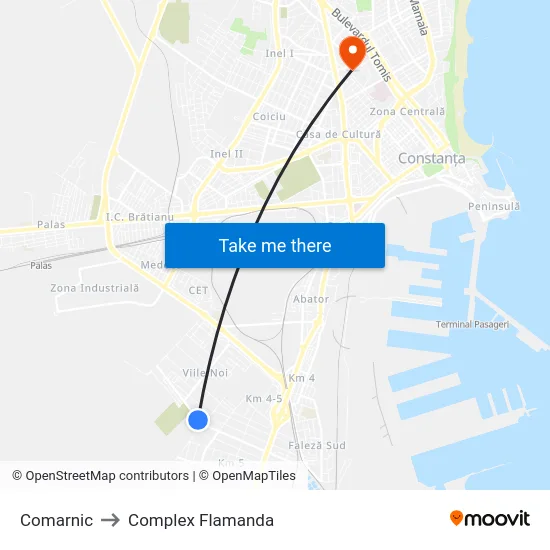 Comarnic to Complex Flamanda map