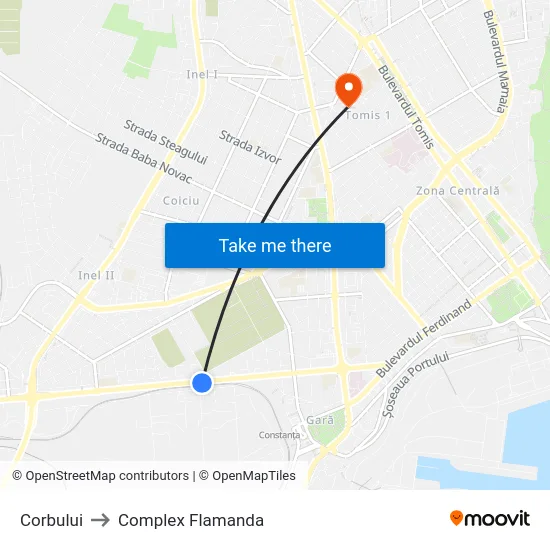 Corbului to Complex Flamanda map