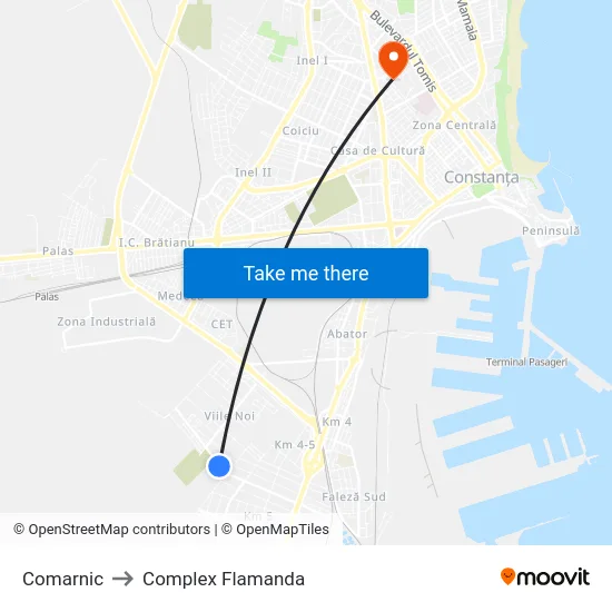 Comarnic to Complex Flamanda map