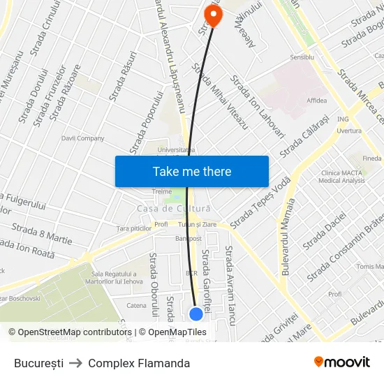 București to Complex Flamanda map