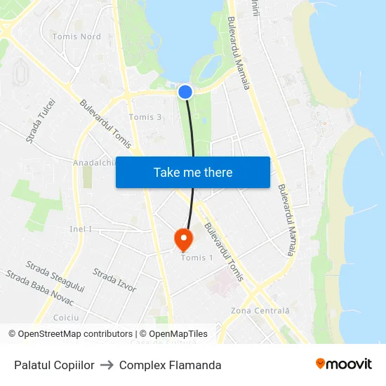 Palatul Copiilor to Complex Flamanda map