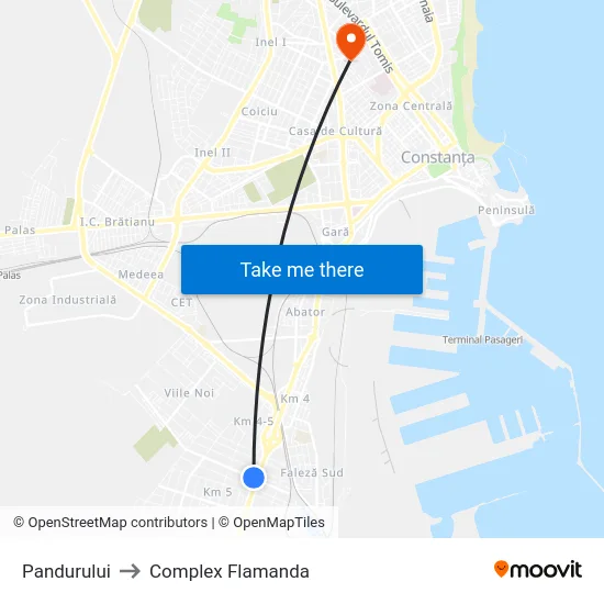 Pandurului to Complex Flamanda map