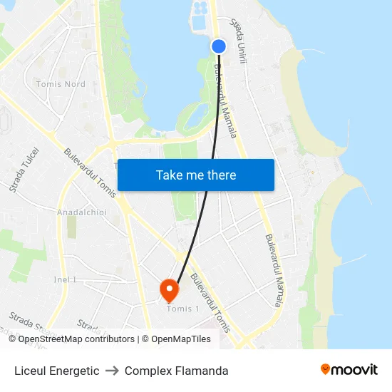 Liceul Energetic to Complex Flamanda map