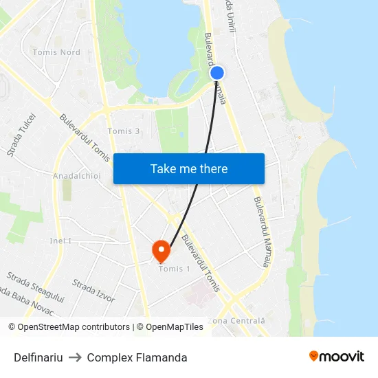 Delfinariu to Complex Flamanda map