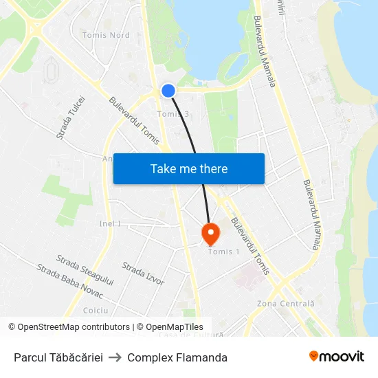 Parcul Tăbăcăriei to Complex Flamanda map