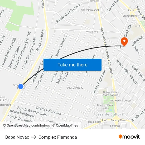 Baba Novac to Complex Flamanda map