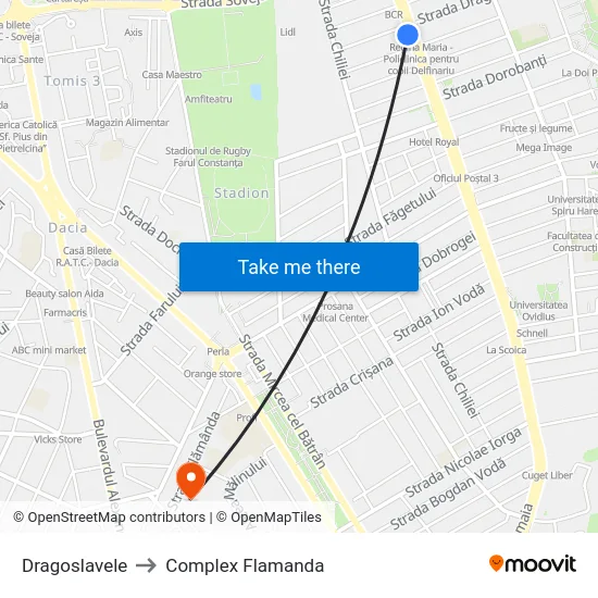 Dragoslavele to Complex Flamanda map