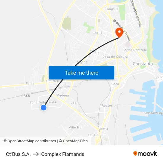 Ct Bus S.A. to Complex Flamanda map