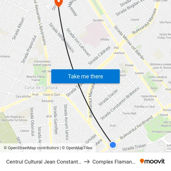 Centrul Cultural Jean Constantin to Complex Flamanda map