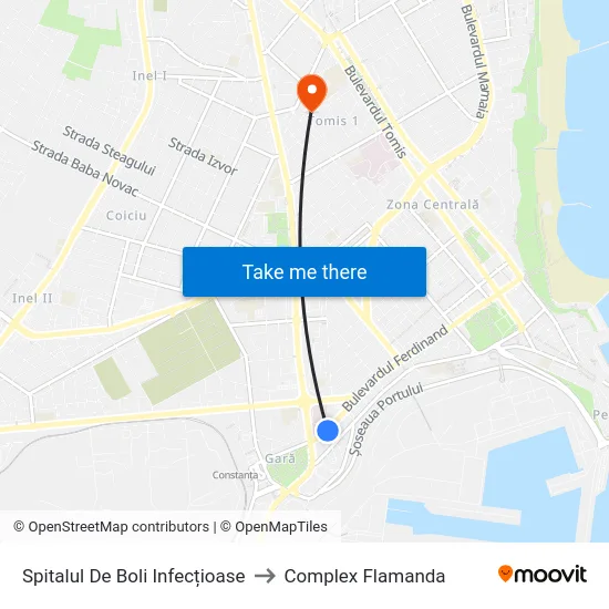 Spitalul De Boli Infecțioase to Complex Flamanda map