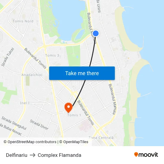 Delfinariu to Complex Flamanda map