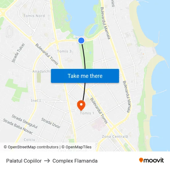 Palatul Copiilor to Complex Flamanda map