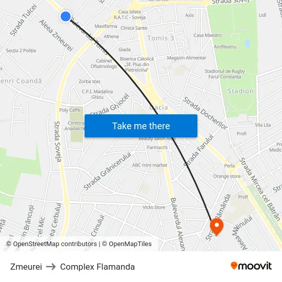 Zmeurei to Complex Flamanda map