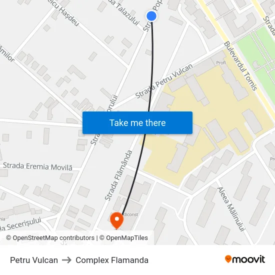 Petru Vulcan to Complex Flamanda map
