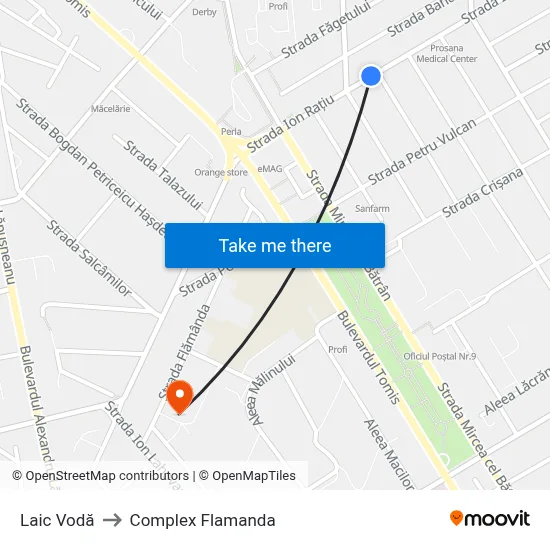 Laic Vodă to Complex Flamanda map