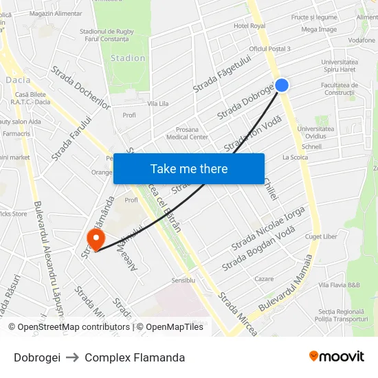 Dobrogei to Complex Flamanda map