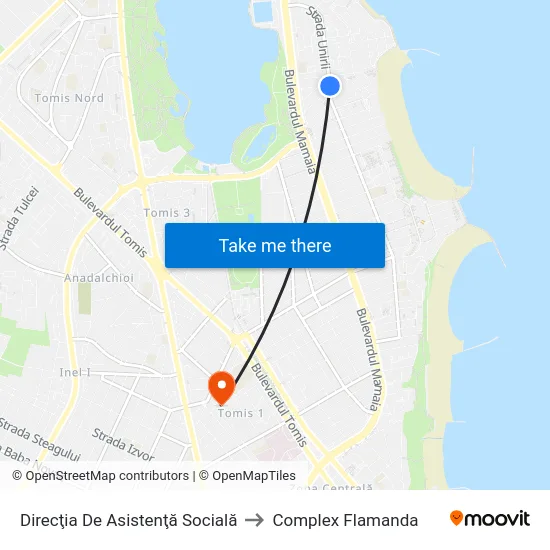 Direcţia De Asistenţă Socială to Complex Flamanda map