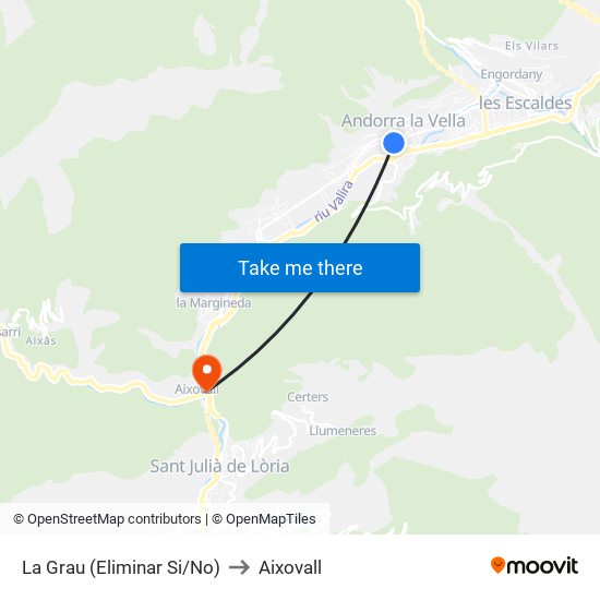 La Grau (Eliminar Si/No) to Aixovall map