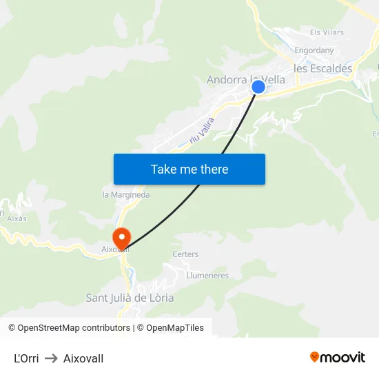 Ambaixada D'Espanya to Aixovall map